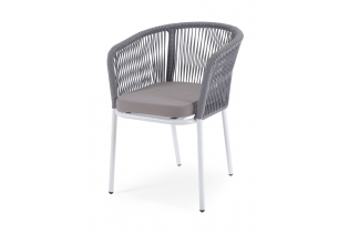 MR1001068 плетеный стул из роупа (веревки), каркас белый, цвет светло-серый, ткань Neo ASH
